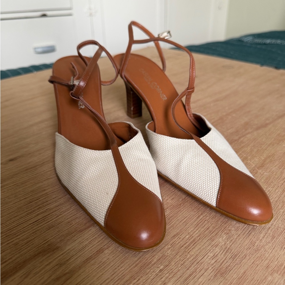 Casual Corner Brown and Cream Heels